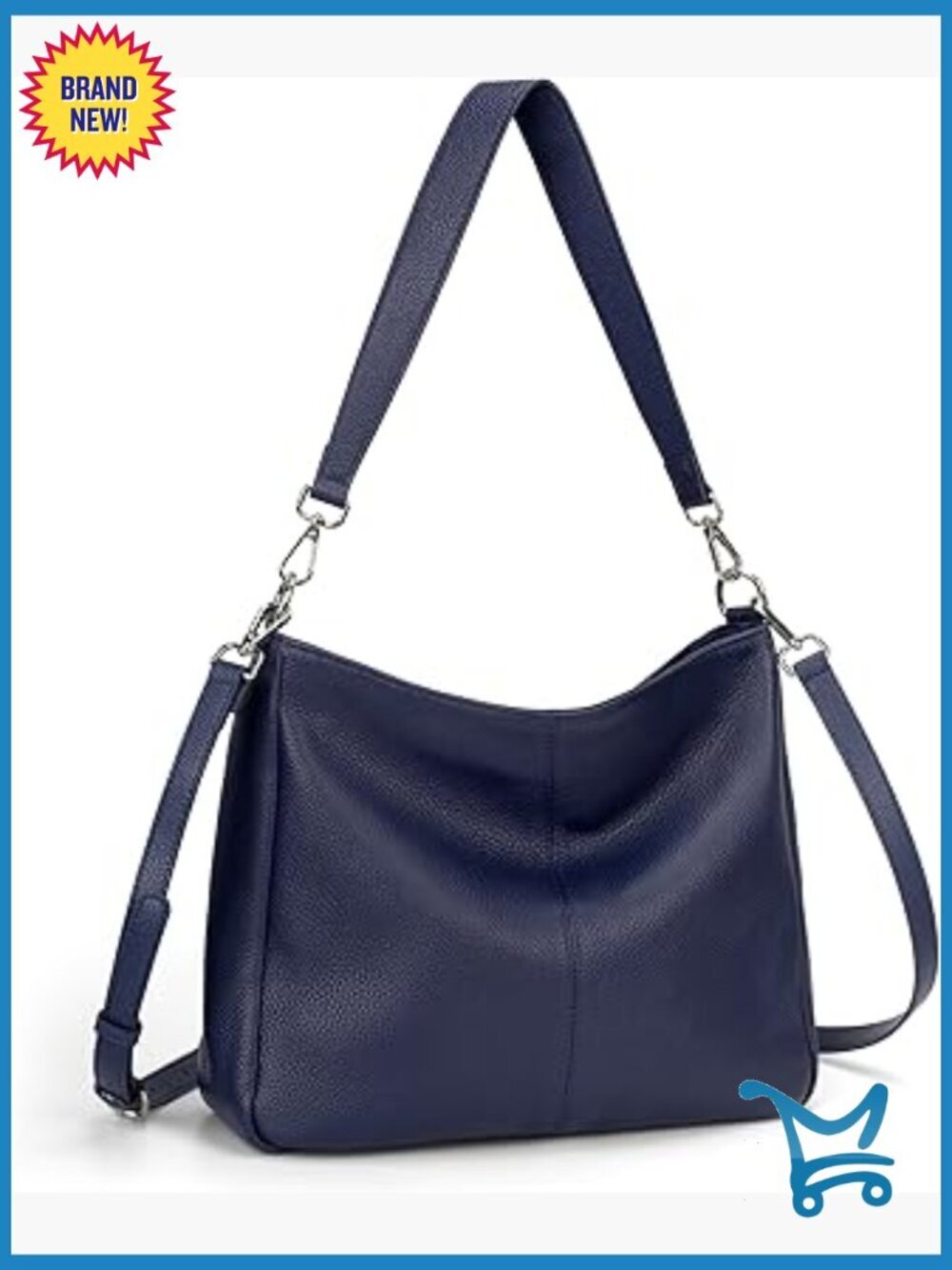 Medium Genuine Leather Hobo Crossbody Bag with Adjustable Straps